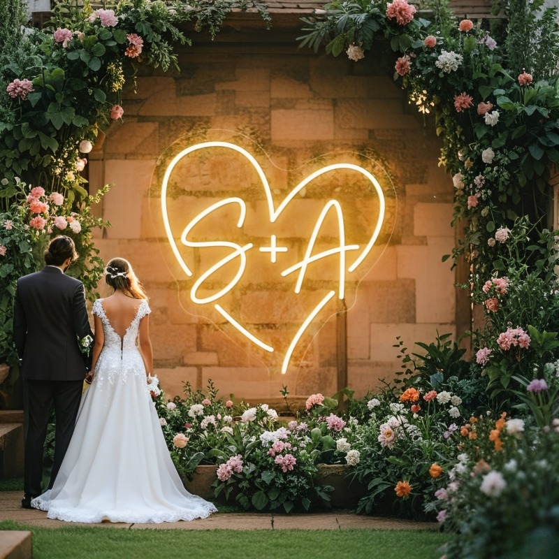 Baby Products Decoration - Custom Initials Heart LED Neon Sign,