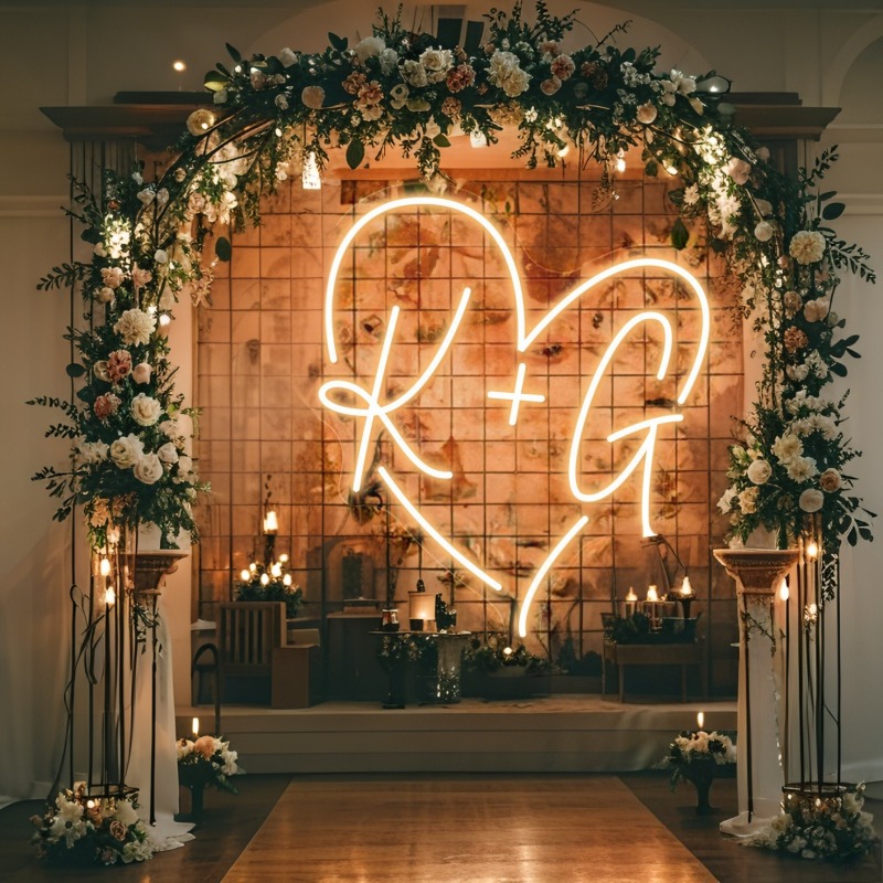 Custom Initials Heart LED Neon - Baby Products Decoration 评论和价格