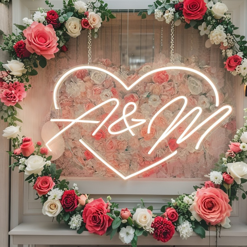 Custom Initials Heart LED Neon - Baby Products Decoration 评论和价格